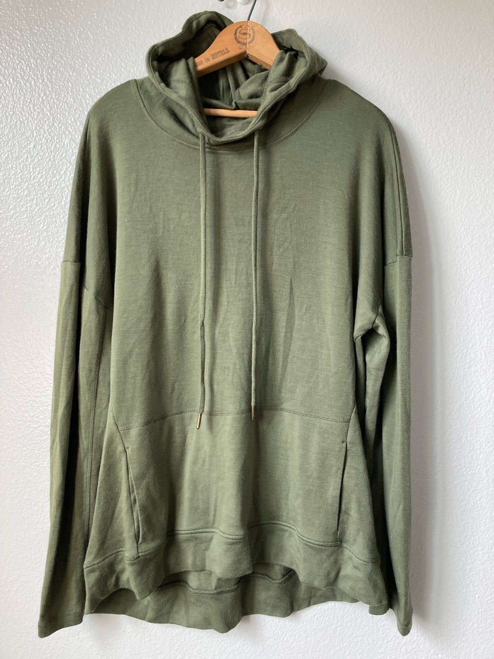 *AS IS* WoolX merino wool sage green pullover hoodie sweatshirt top sz XL